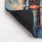 アメリカ（犬）スタッフォードライディングオートバイクリスマス マウスパッド (コーナー)