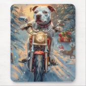 アメリカ（犬）スタッフォードライディングオートバイクリスマス マウスパッド (正面)