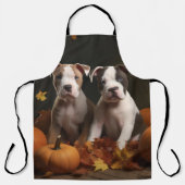 アメリカ（犬）スタッフォード子犬の秋の喜び エプロン (正面)