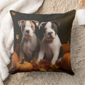 アメリカ（犬）スタッフォード子犬の秋の喜び クッション (ブランケット)