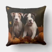 アメリカ（犬）スタッフォード子犬の秋の喜び クッション (裏面)