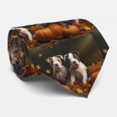 アメリカ(犬)スタッフォード子犬の秋の喜び ネクタイ (ロール)