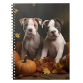 アメリカ(犬)スタッフォード子犬の秋の喜び ノートブック (正面)