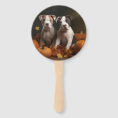 アメリカ（犬）スタッフォード子犬の秋の喜び ハンドファン (裏面)