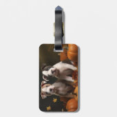 アメリカ（犬）スタッフォード子犬の秋の喜び ラゲッジタグ (裏面縦)