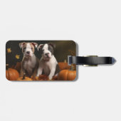 アメリカ（犬）スタッフォード子犬の秋の喜び ラゲッジタグ (裏面横)
