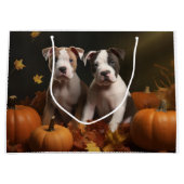 アメリカ（犬）スタッフォード子犬の秋の喜び ラージペーパーバッグ (正面)