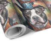 アメリカ（犬）スタッフォード年賀状 ラッピングペーパー (ロールコーナー)