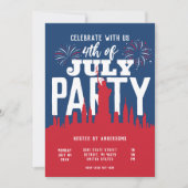 アメリカ 独立記念日 花火 カラフル パーティー 招待状 (正面)