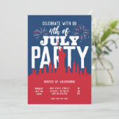アメリカ 独立記念日 花火 カラフル パーティー 招待状 (スタンド正面)