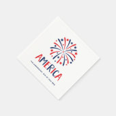 アメリカ | 紅白花火と青花火 スタンダードカクテルナプキン (角)