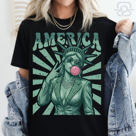 アメリカ 自由の女神 キャンディカラーの愛国的なUSA Tシャツ