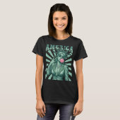 アメリカ 自由の女神 キャンディカラーの愛国的なUSA Tシャツ (正面フル)