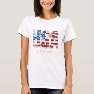 アメリカ – 自由の赤、白、青の愛国心 Tシャツ