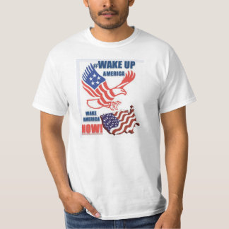 アメリカ-航跡アメリカ--のTシャツ今目覚めて下さい Tシャツ