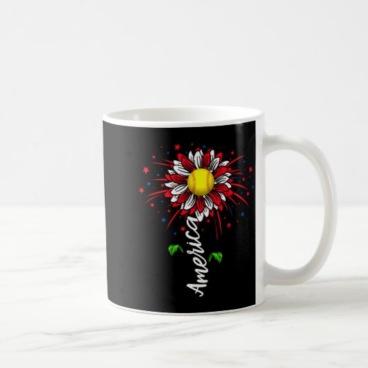 アメリカ 花火 花 ソフトボール 独立記念日 コーヒーマグカップ (右)