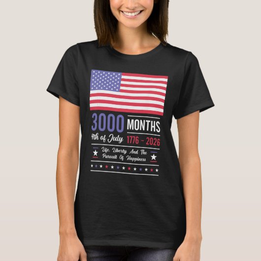 アメリカ 記念日 米国 3000 か月 250 周年 7月 Tシャツ (正面)