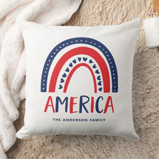 アメリカ | 赤い白と青の虹 クッション (ブランケット)