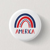 アメリカ | 赤い白と青の虹 缶バッジ (正面)