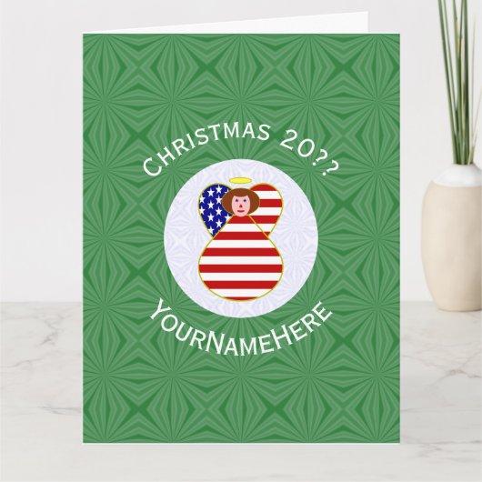 アメリカ 赤毛の天使 クリスマス フラッグ オーダーメイド カード (正面)
