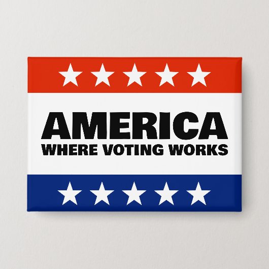 アメリカ: 選挙が機能する国 ボタン 缶バッジ (正面)