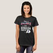 アメリカ 韓国 パーツ 韓国地図 アメリカ国旗 根 Tシャツ (正面フル)