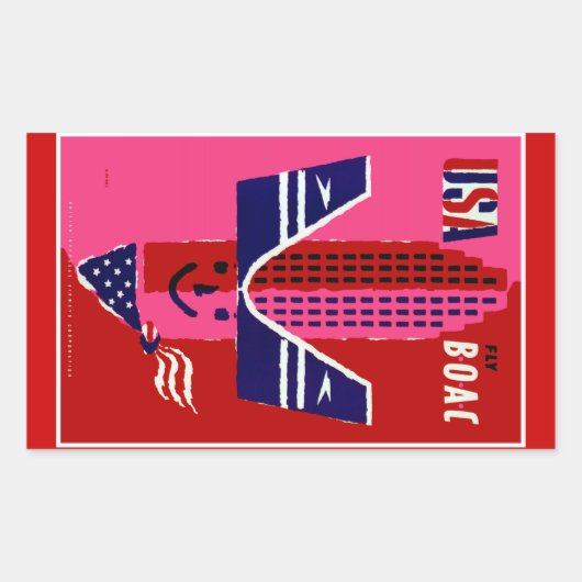 アメリカ～飛行BOAC 長方形シール (正面)