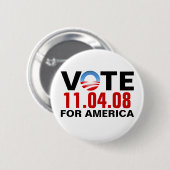 アメリカ- 11.04.2008 -のための投票オバマボタン 缶バッジ (正面&裏面)