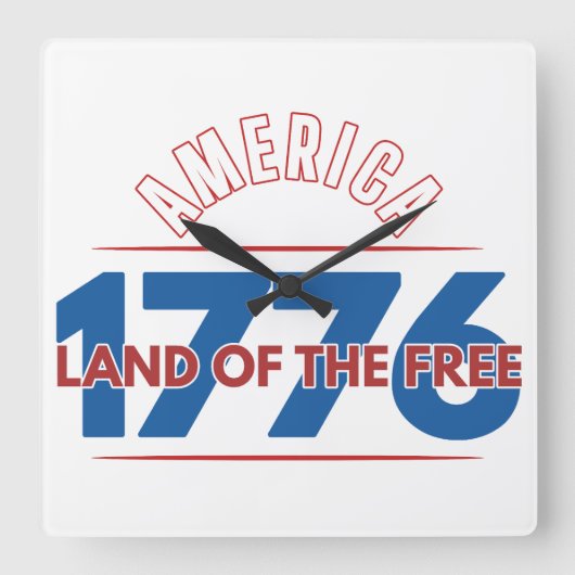 アメリカ 1776 自由の国 スクエア壁時計 (正面)