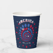 アメリカ 1776 花火 スパイラル 愛国心 紙コップ (裏面)