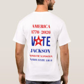 アメリカ 1776-2026 投票カスタム候補者キャンペーン Tシャツ (裏面)