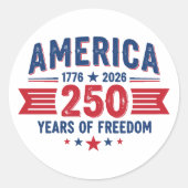 アメリカ 1776 2026 自由の250年 愛国 ラウンドシール (正面)