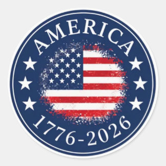 アメリカ 1776 2026 250周年記念 愛国USA ラウンドシール