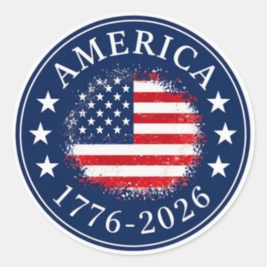アメリカ 1776 2026 250周年記念 愛国USA ラウンドシール (正面)
