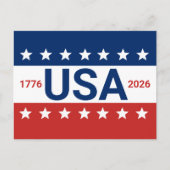 アメリカ 1776 2026 250周年 赤 白 青 ポストカード (正面)