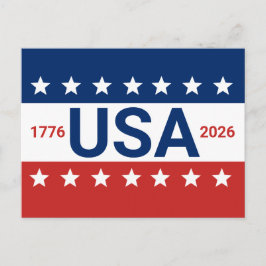 アメリカ 1776 2026 250周年 赤 白 青 ポストカード