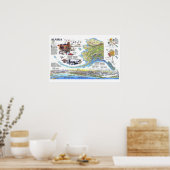 「アメリカ： 1994年アラスカの動物地図… ポスター (キッチン)