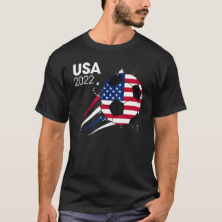アメリカ 2022 サッカーチーム 星条旗 愛国男子 Tシャツ