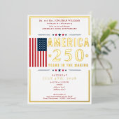 アメリカ 250 アメリカ国旗 愛国心 7月4日 レッド フォーマル 箔招待状 (立ち正面)