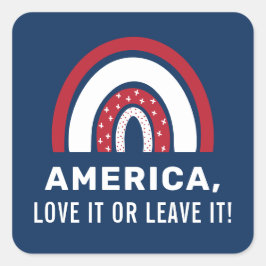 アメリカ 4th オブ ジュライ おしゃれな 愛国的な アメリカ レインボー スクエアシール