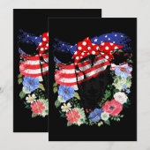 アメリカ 4th of July アメリカ国旗 愛国 牛好き ヘイ 招待状 (正面/裏面)