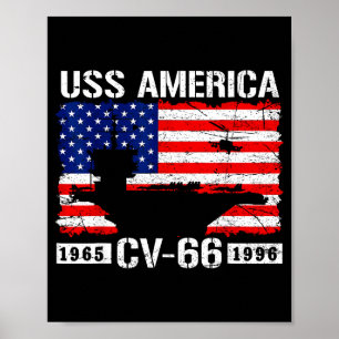 アメリカ CV-66 1965-1996 アメリカ海軍 航空母艦 フラグ USA ポスター