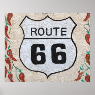 アメリカ, USA, アリゾナ州, ホルブрук Route 66 道路標識 ポスター