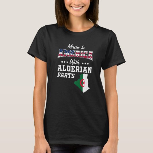 アメリカAlexian Partsアルジェリアの地図アメリカ国旗の古代 Tシャツ (正面)