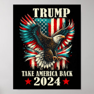 アメリカBを連れて行く愛国的なイーグルアメリカ国旗のトランプ2024 ポスター