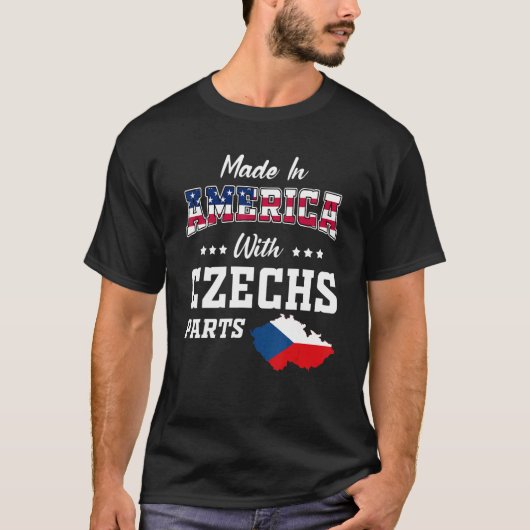 アメリカCzech Parts Czech Republic Map Usa Flag Ro Tシャツ (正面)