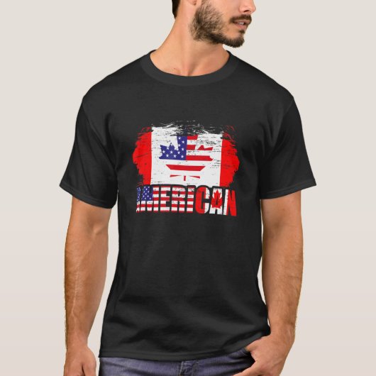 アメリカEh American国旗カナダ Tシャツ (正面)