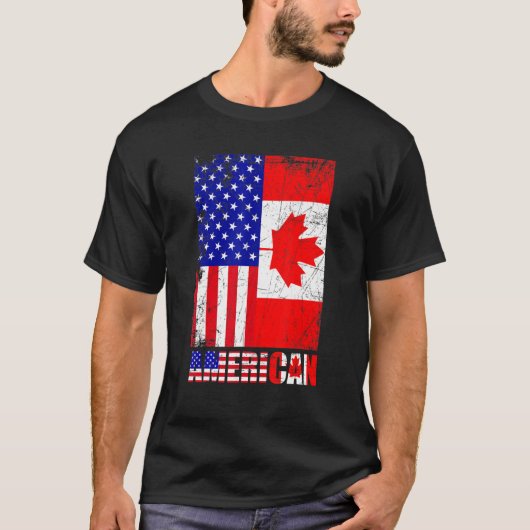 アメリカEh American国旗カナダ Tシャツ (正面)