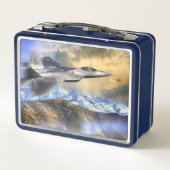 アメリカF22ジェット上空のラプター メタルランチボックス (裏面)