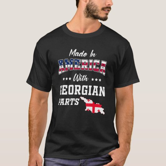 アメリカGeorgian Partsジョージア地図アメリカ国旗の祖先 Tシャツ (正面)